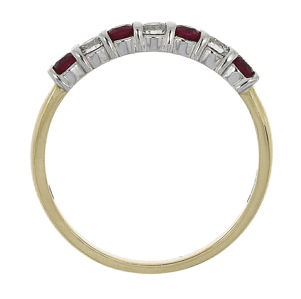 18ct Yellow gold and White Gold Claw set Ruby and Diamond 7 Stone Band