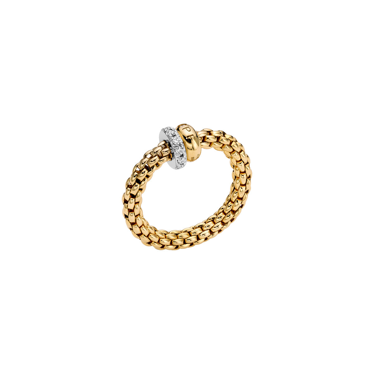18ct Yellow Gold Fope Solo Ring with Diamond Rondel 0.17ct Medium