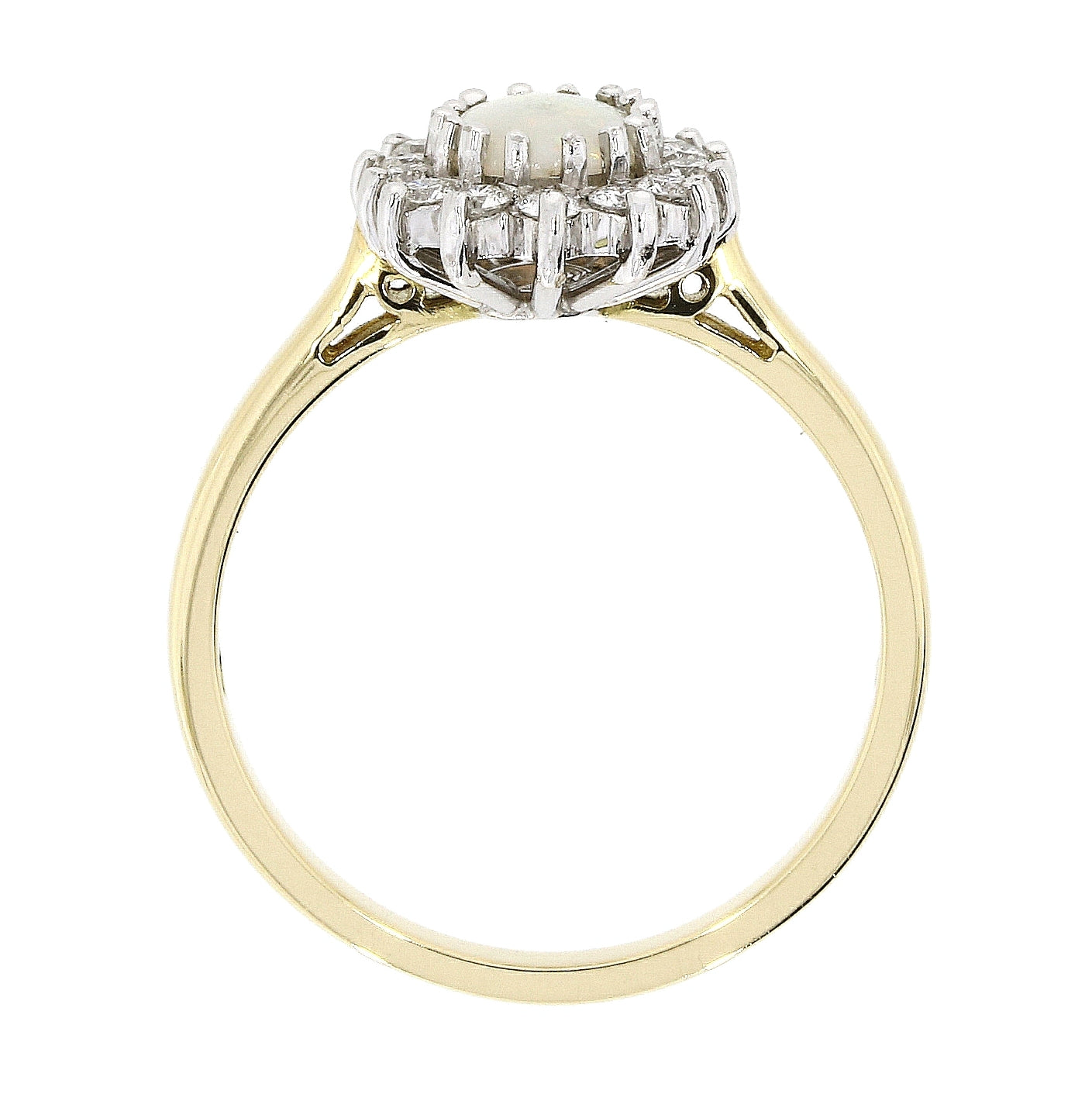 18ct Yellow Gold Oval 0.89ct Opal & 0.33ct Diamond Ring