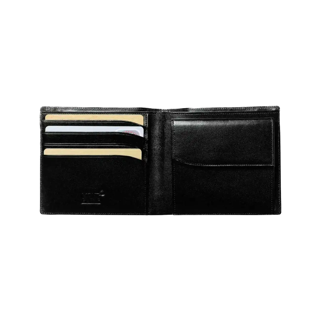 Black Leather 4 Card Wallet with Coin Pocket