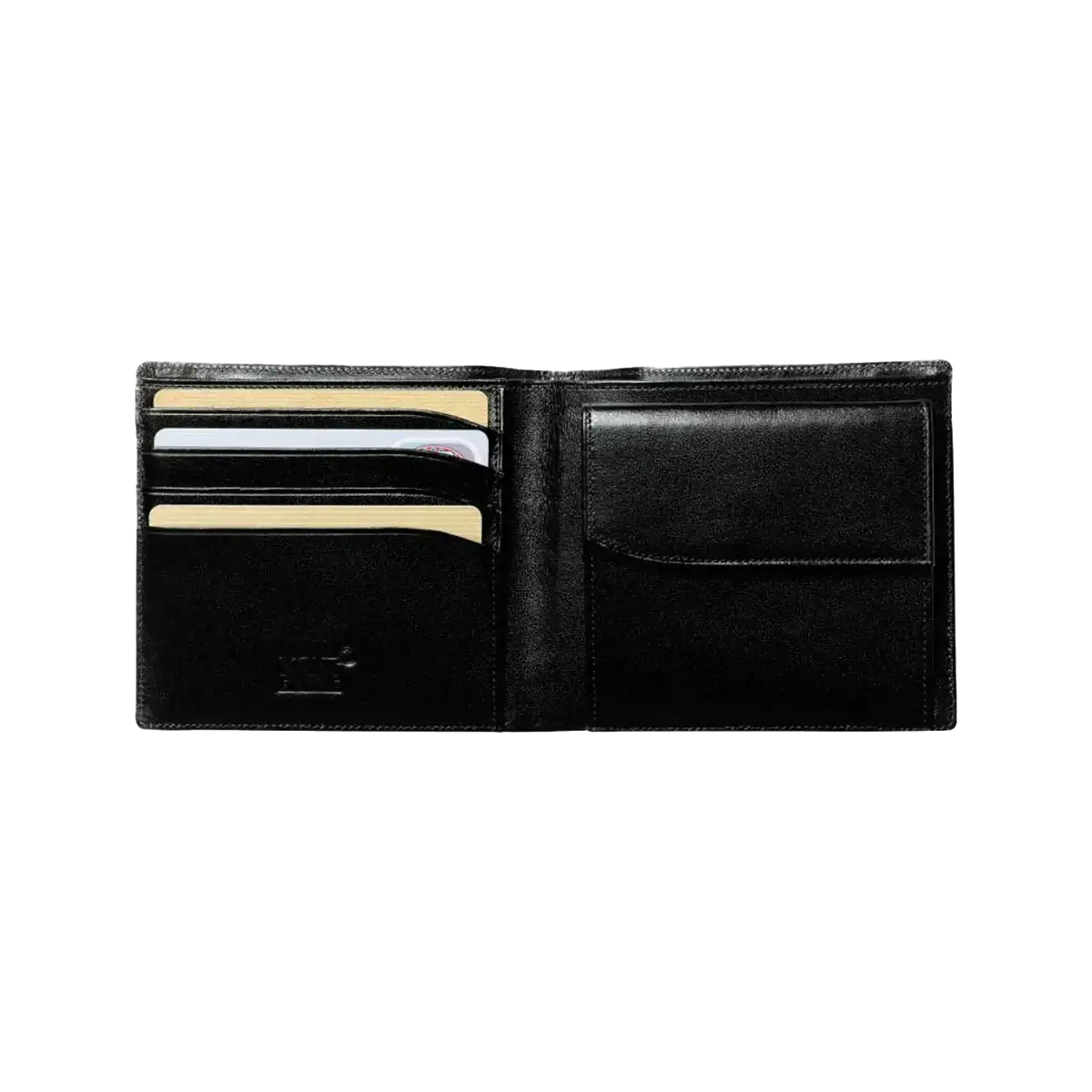 Black Leather 4 Card Wallet with Coin Pocket