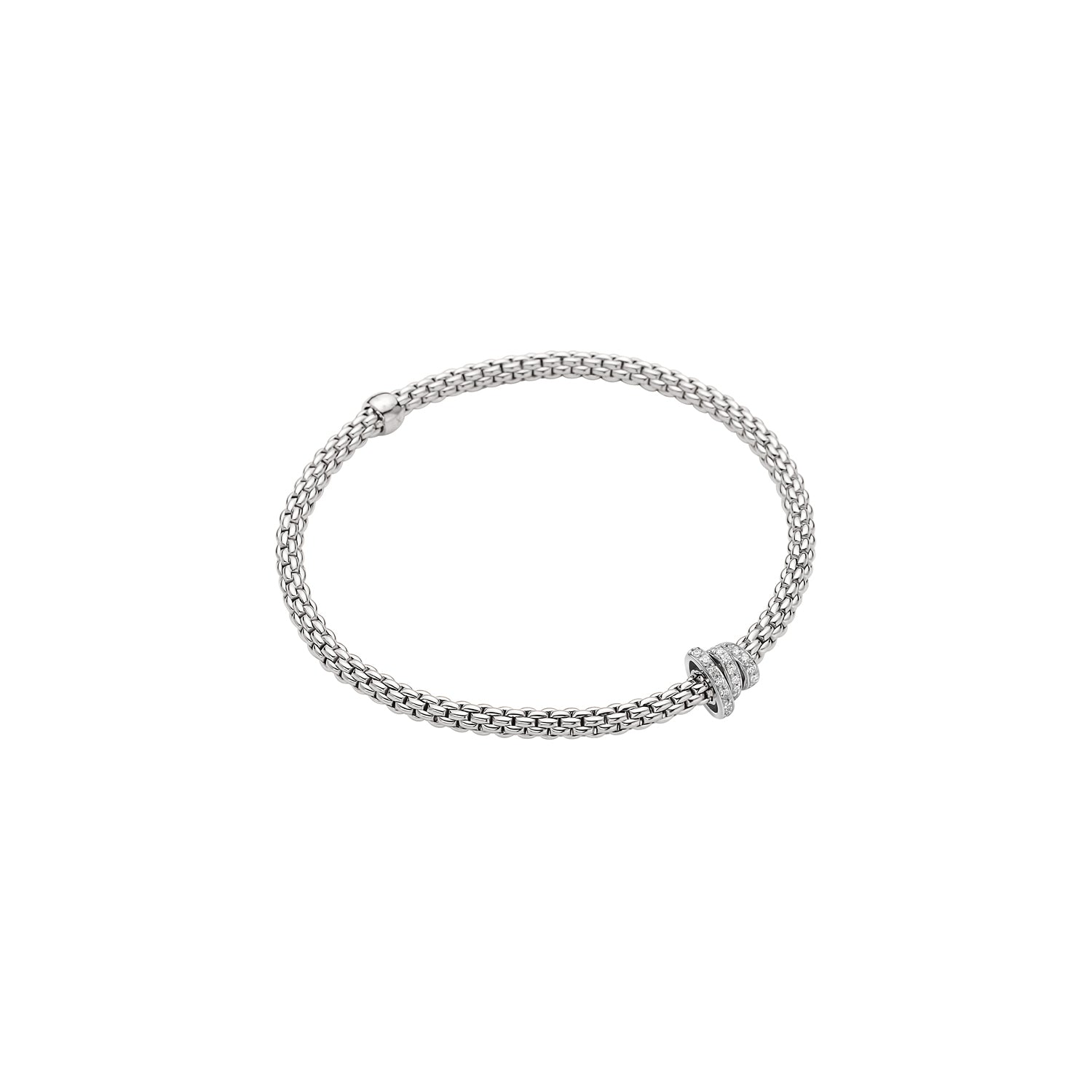 18ct WG Fope Prima Bracelet Diamond Pave Roundels 0.31ct