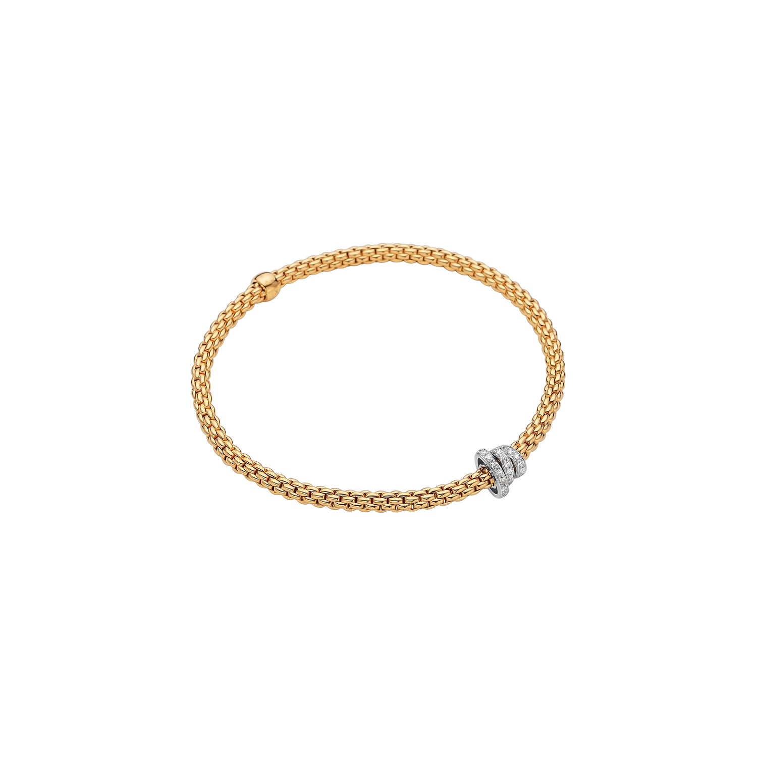 18ct YG Fope Prima Bracelet Diamond Pave Roundels 0.31ct
