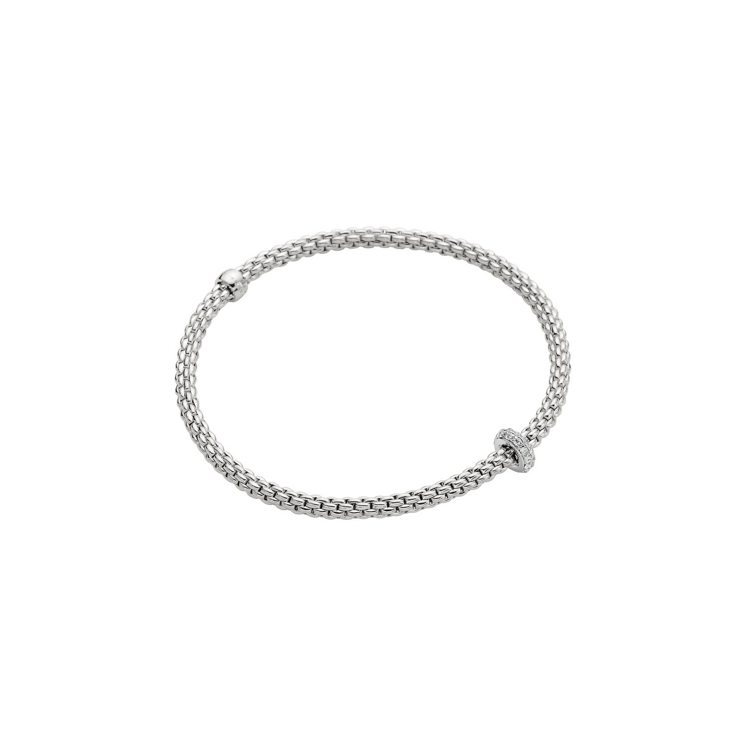 18ct White Gold Fope Prima Bracelet Diamond Rondel 0.18ct Medium