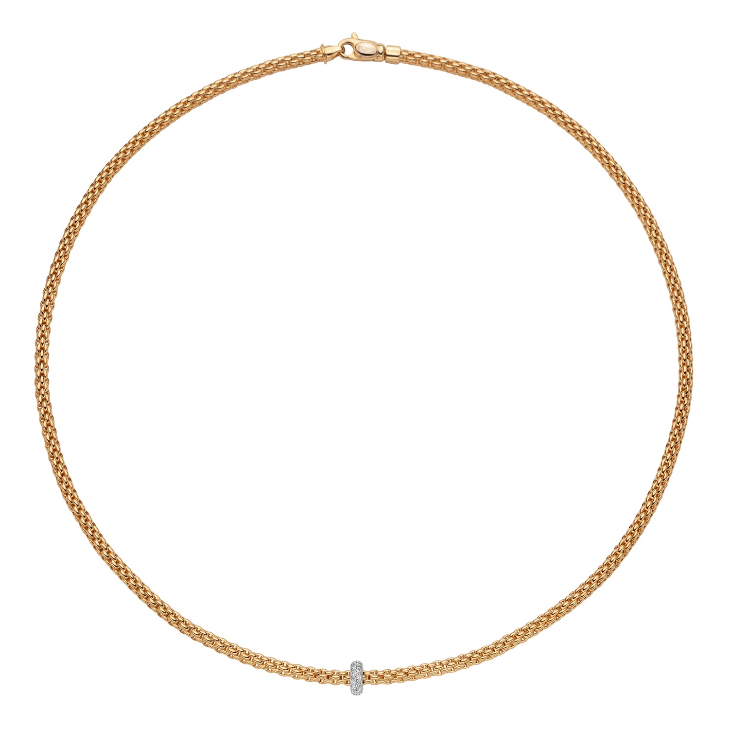 18ct Yellow Gold Fope Prima Necklet Diamond Rondel 0.18ct 43cm
