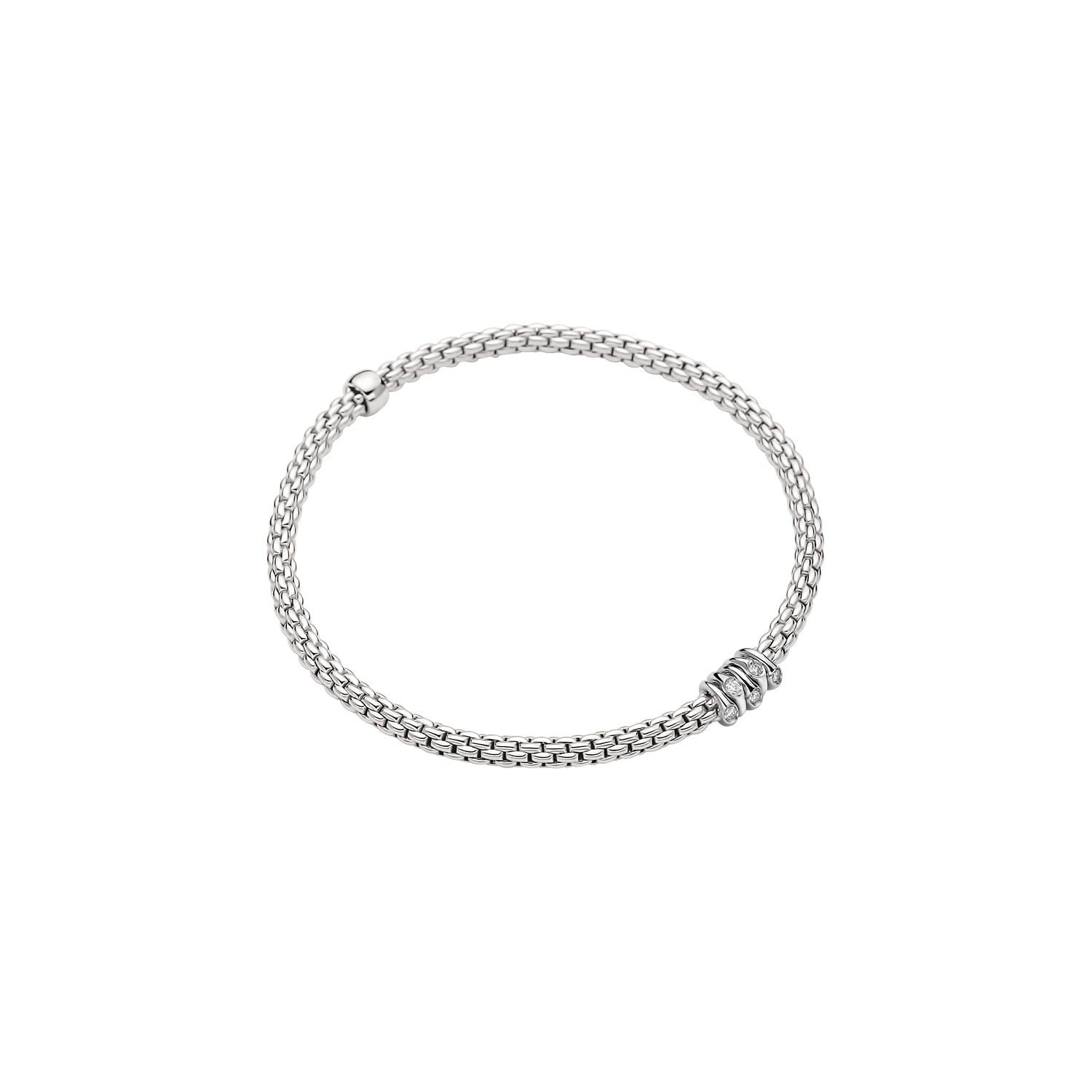 18ct WG Fope Prima Bracelet Dia Roundels 0.07ct Medium