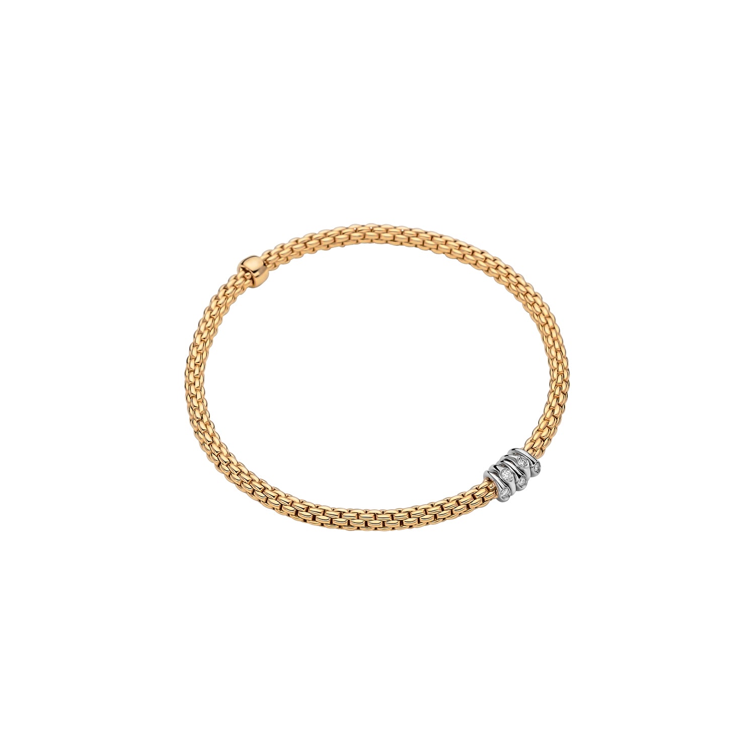 18ct YG Fope Prima Bracelet Diamond Roundels 0.07ct