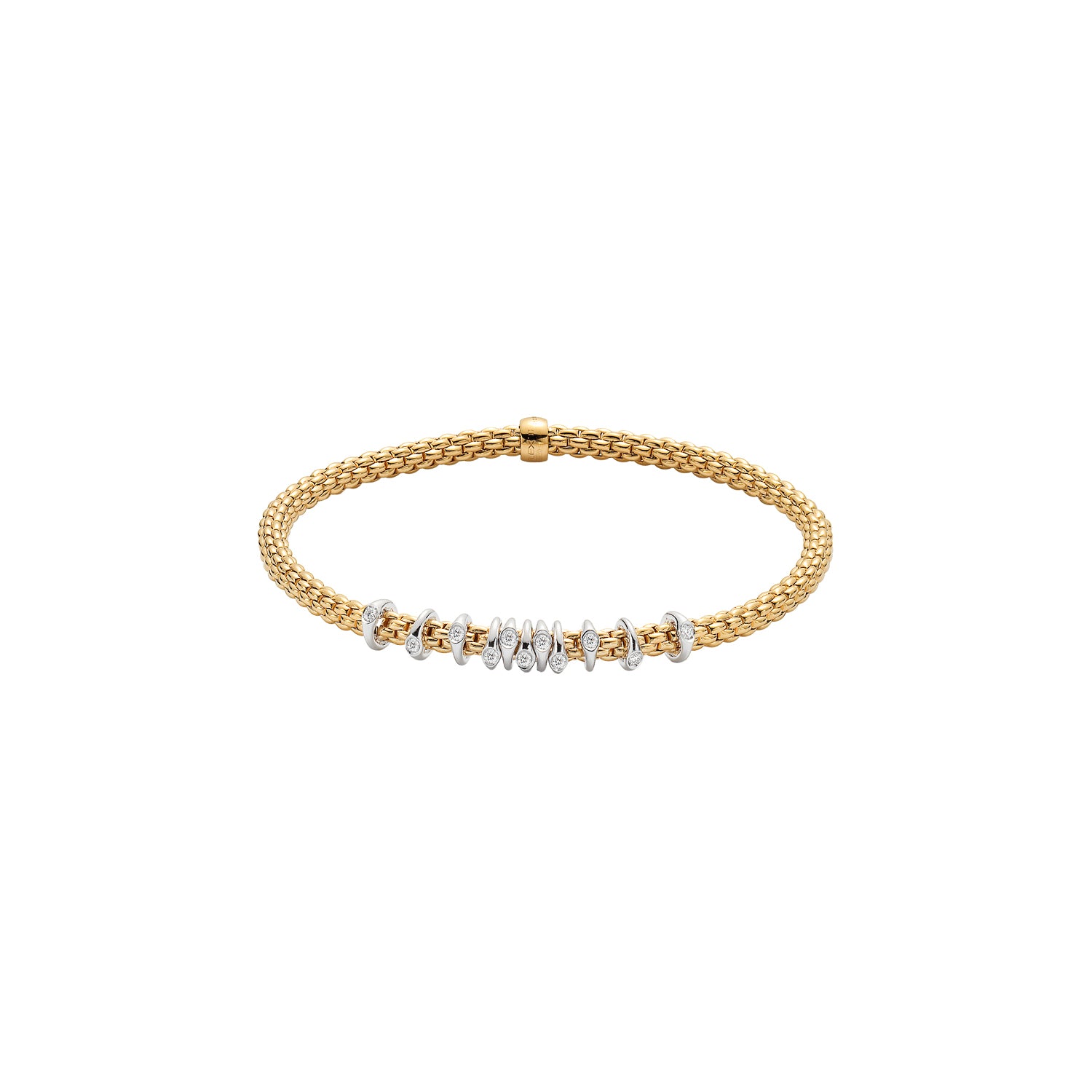 18ct Yellow and Wite Gold Fope Prima Diamond Set Bracelet 0.15ct