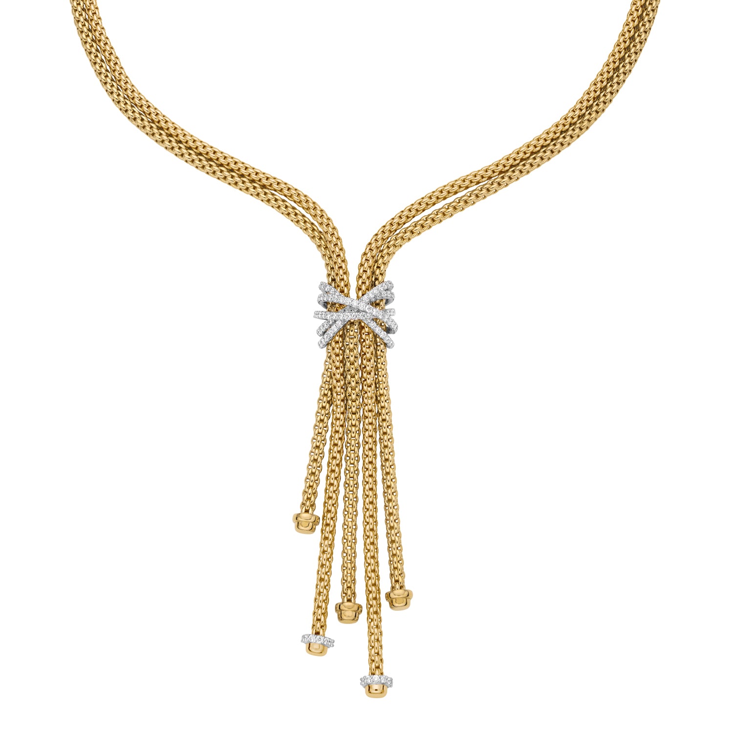 18ct Yellow and Wite Gold Fope Prima Diamond Tassle Necklet 1.47ct