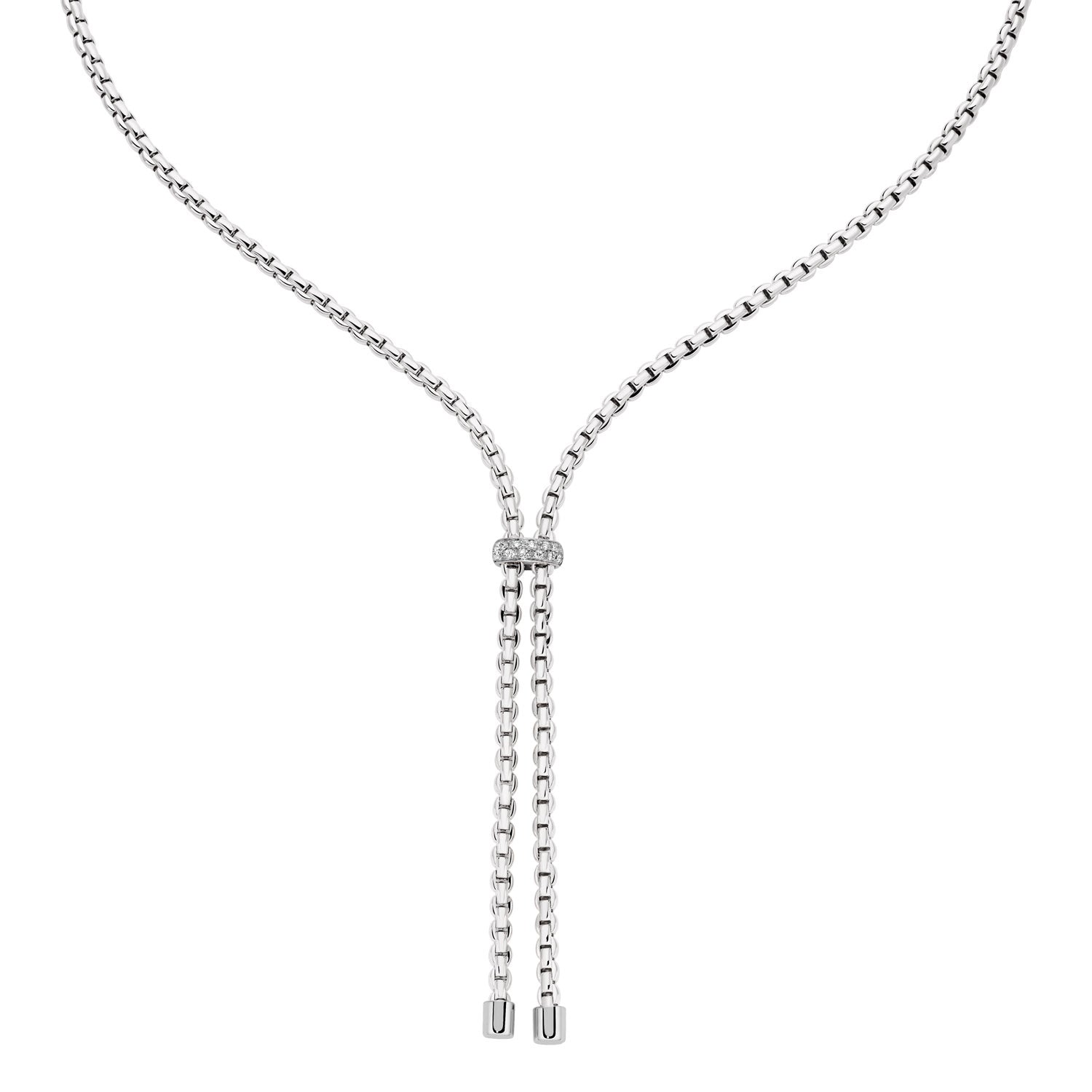 18ct White Gold Fope Eka Diamond Lariat Necklet 0.10ct