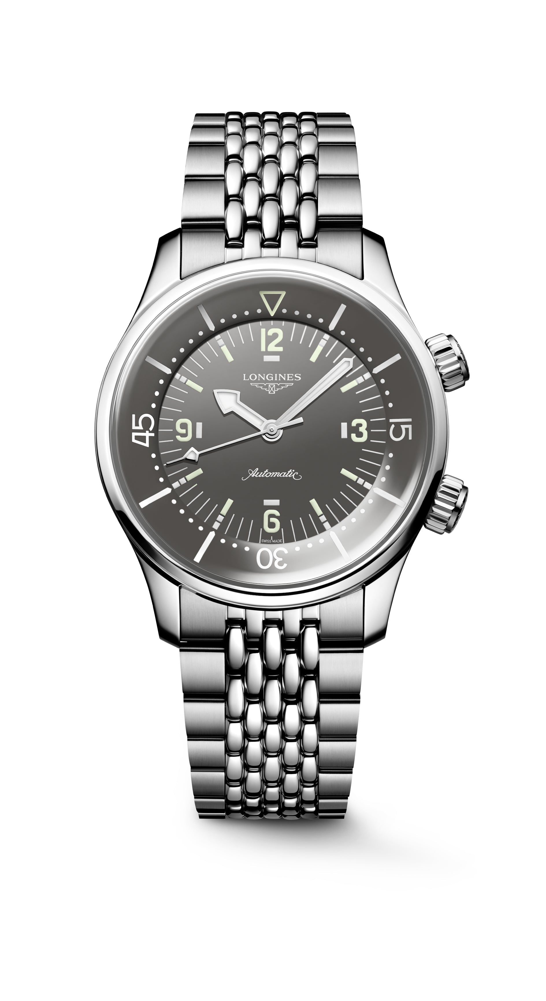 Gents Longines Legend Diver Automatic 39mm Grey Dial Steel Bracelet