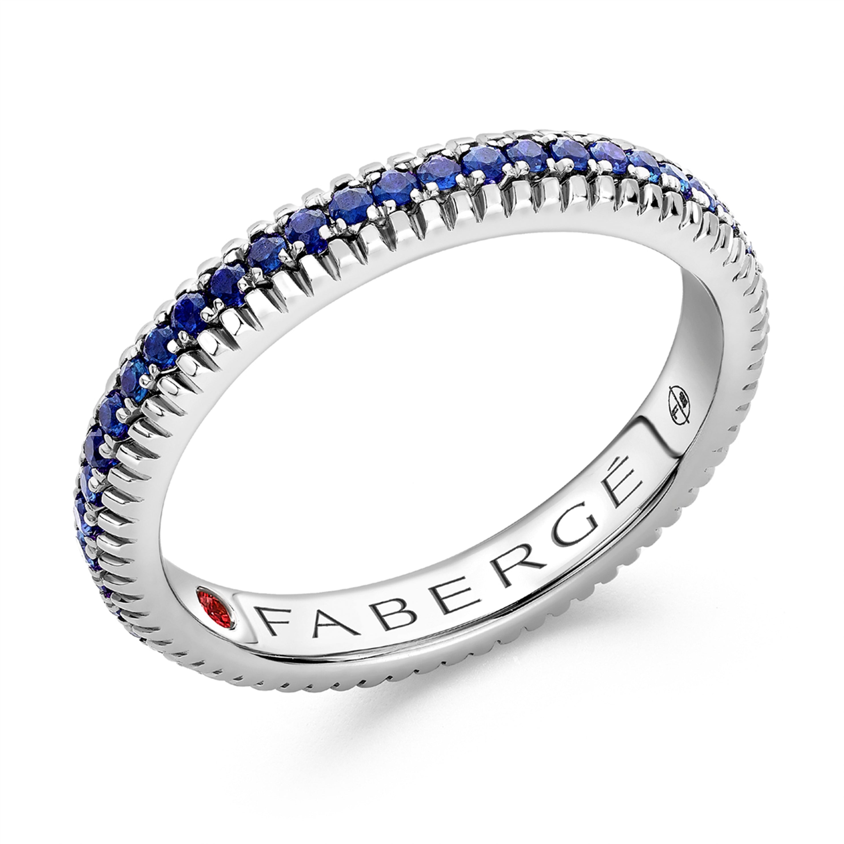 Faberge 18ct WG Colours of Love Blue Sapphire Fluted Ring