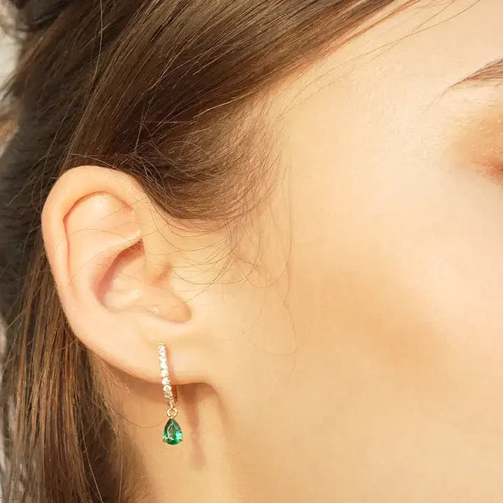 Leni Hoop Emerald Gold Vermeil
