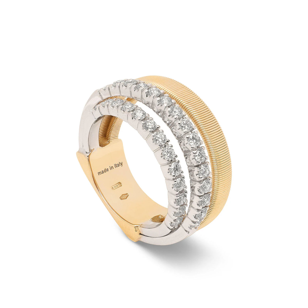 Masai 18ct Yellow Gold 2 Row Diamond Pave Ring 0.70ct