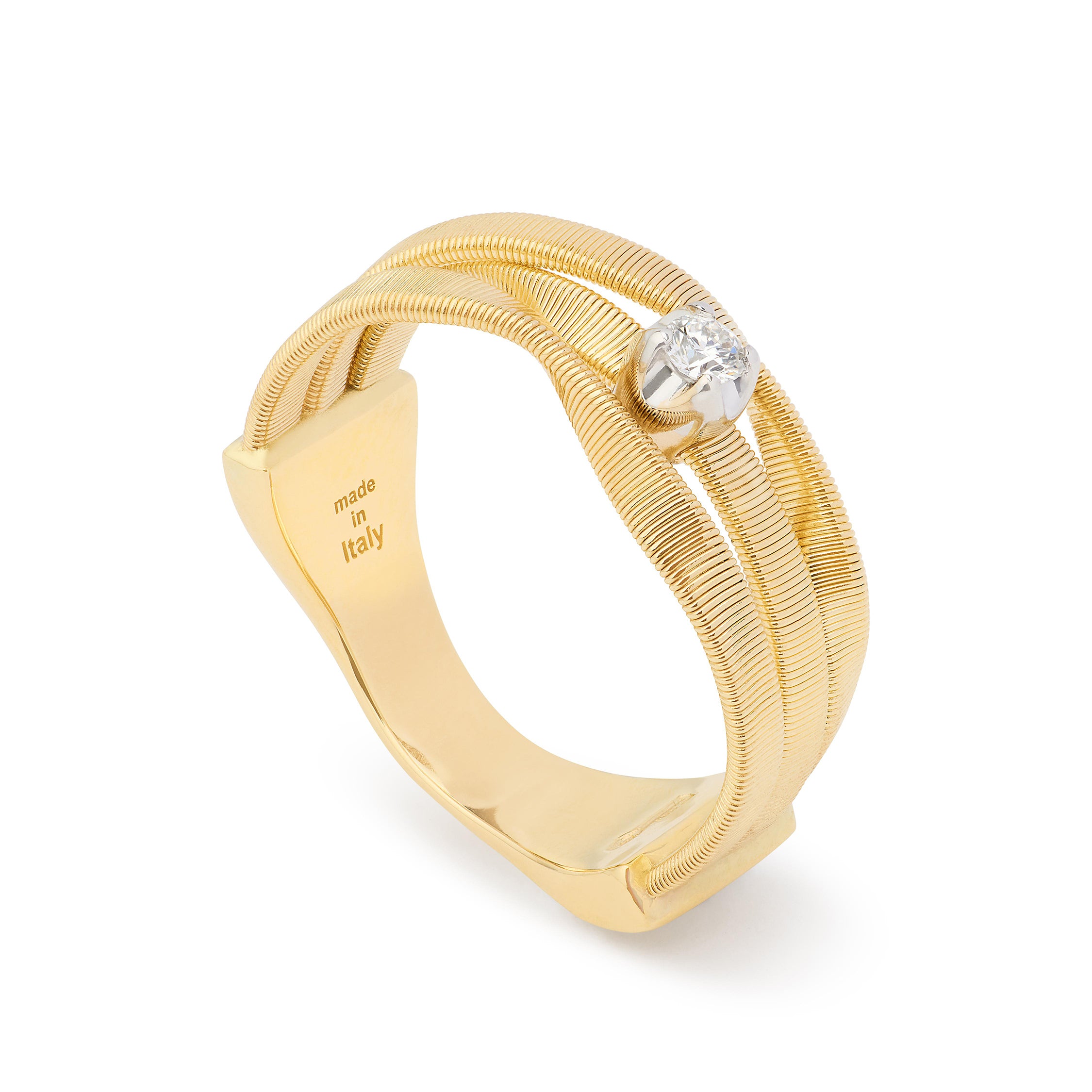 18ct Yellow Gold Marco Bicego 3 Row Single Diamond Ring 0.08ct AG364B8YWM5