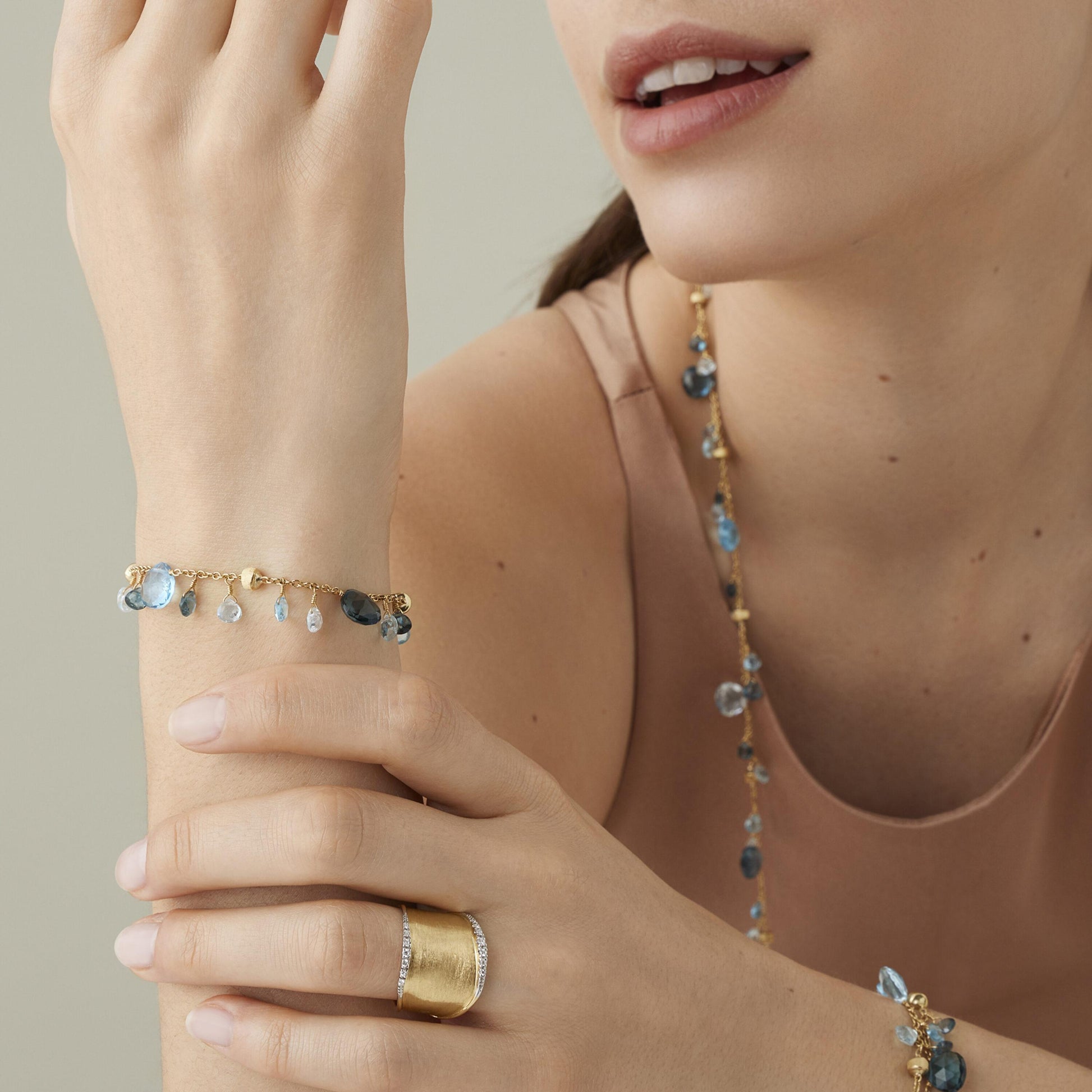 18ct Yellow Gold Marco Bicego Paradise Blue Topaz Bracelet BB2584TP01