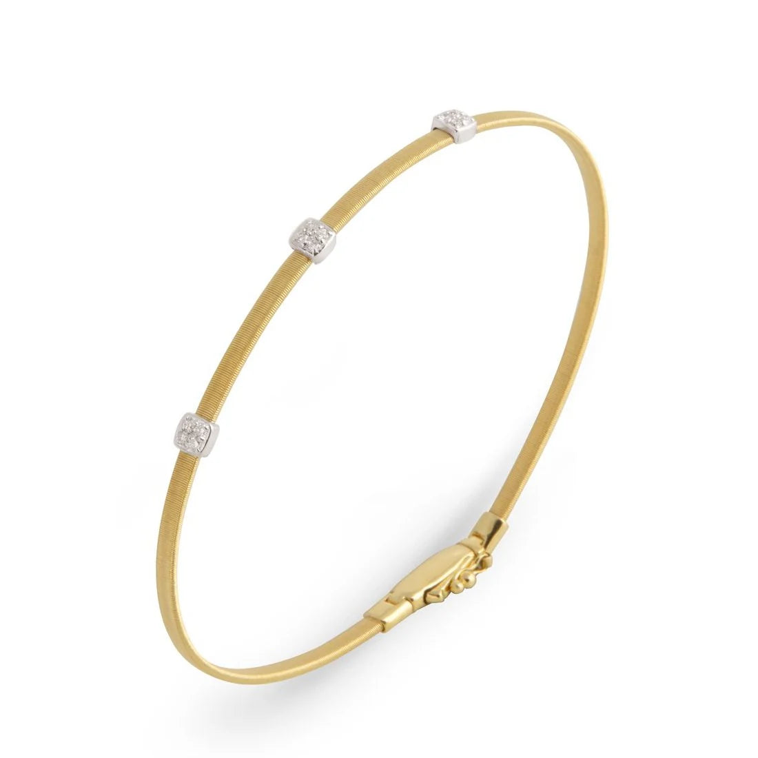 Masai 18ct Yellow Gold 3 Diamond Station Bangle