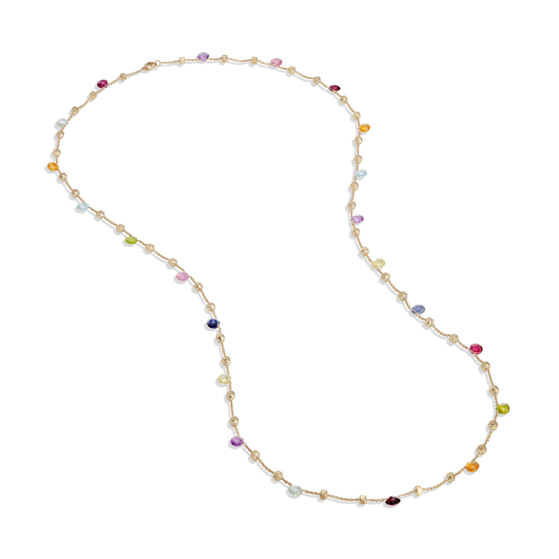 18ct Yellow Gold Marco Bicego Paradise Mixed Stone Set Long Necklet