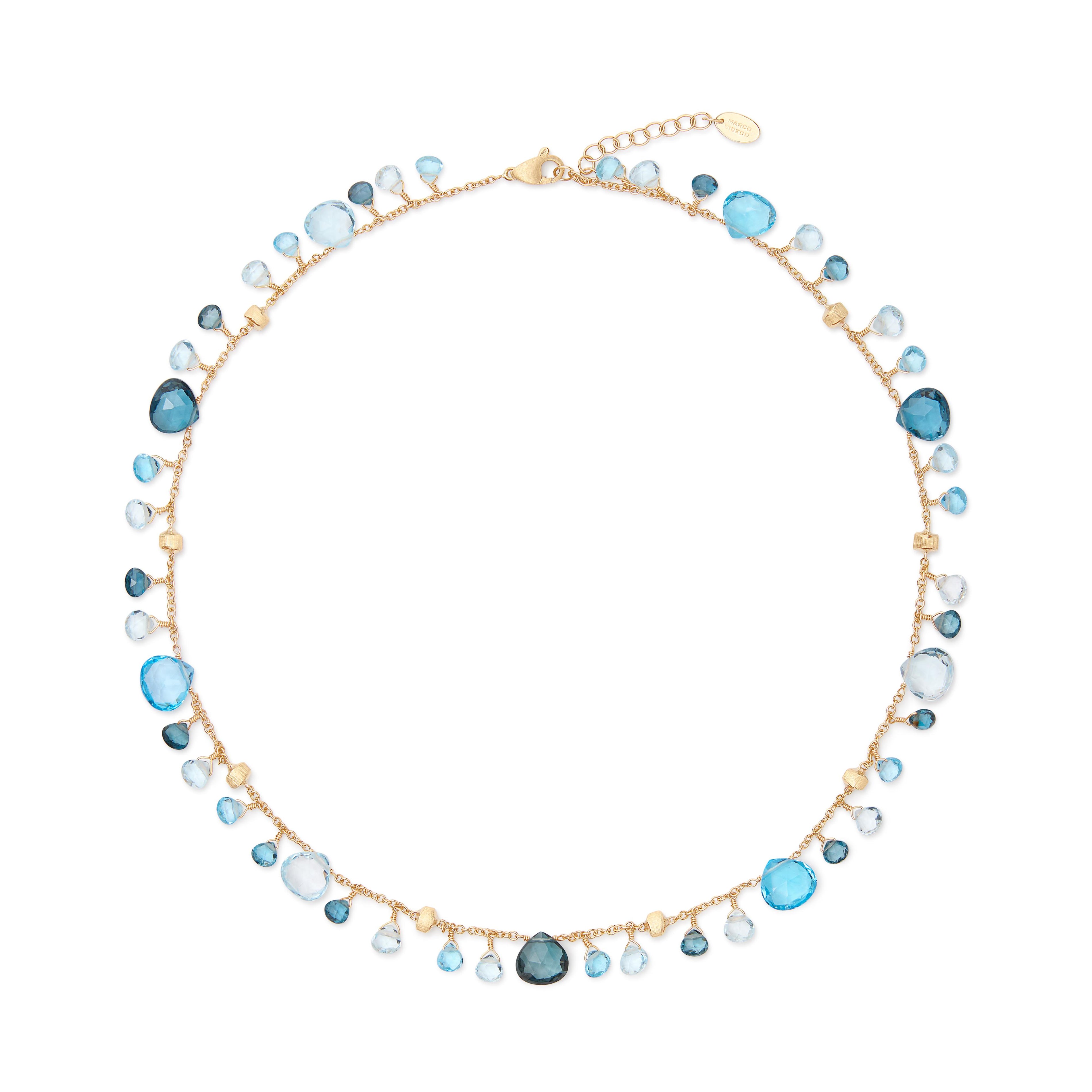 18ct Yellow Gold Marco Bicego Paradise Blue Topaz Single Strand Necklet CB2584ETP01