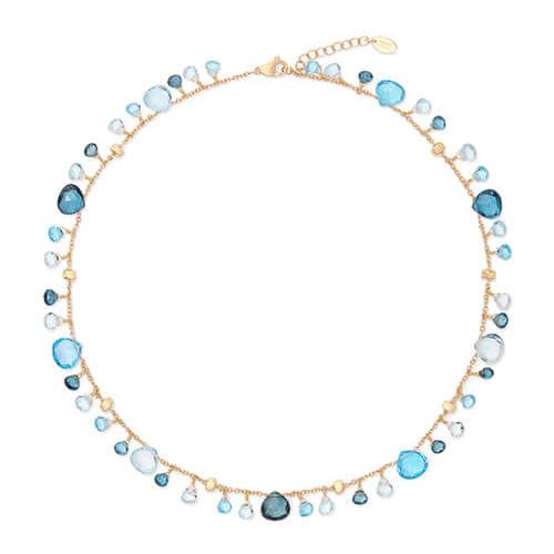 Paradise 18ct Yellow Gold Blue Topaz Single Strand Necklet