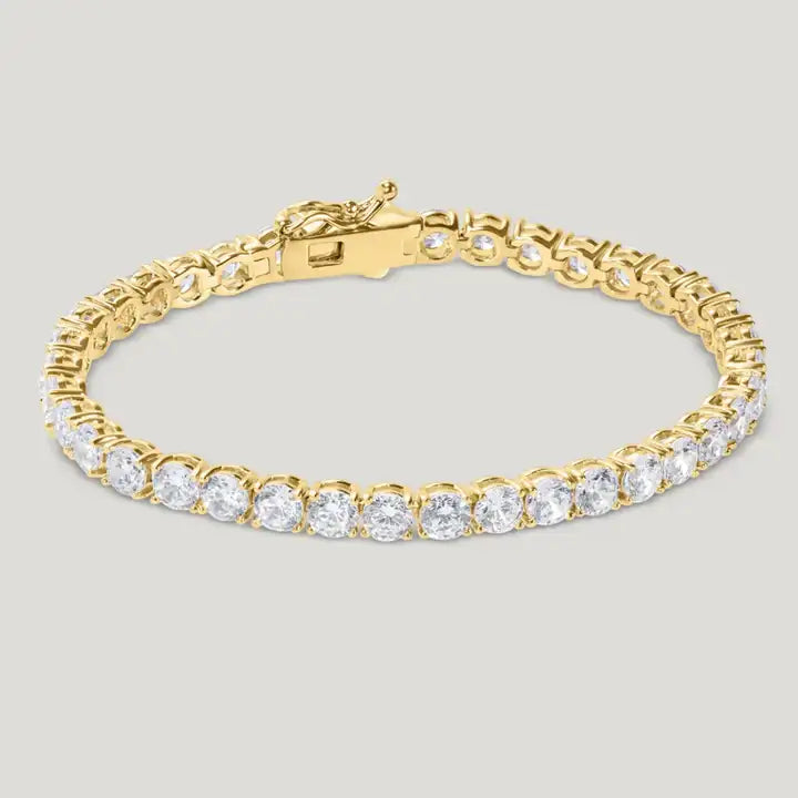 Carat London Hailey Round Prong Tennis Bracelet 18K Gold Vermeil