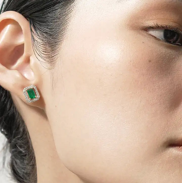 Silver Carat London Eton Green Stud Earrings
