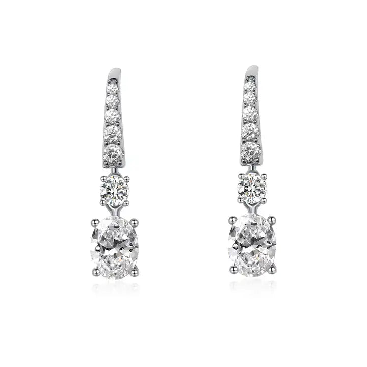 Carat London Thea Drop Oval White Gold Plated