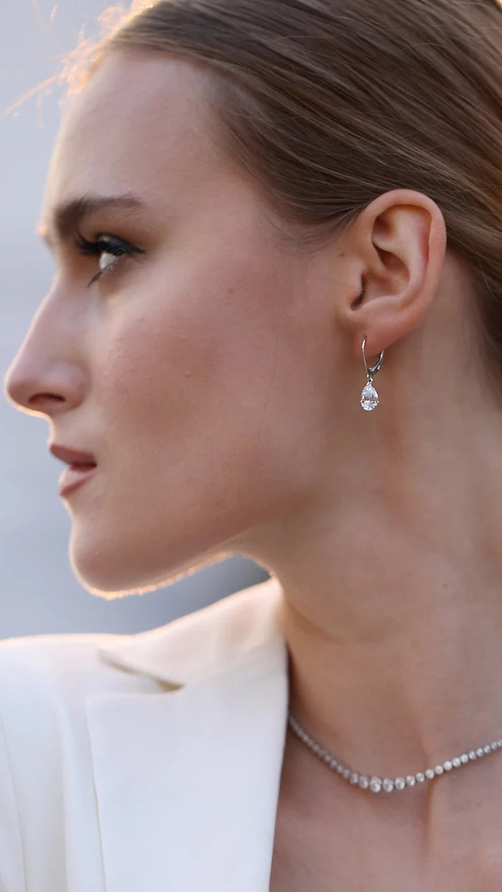 Blythe Pear White Gold Drop Earrings
