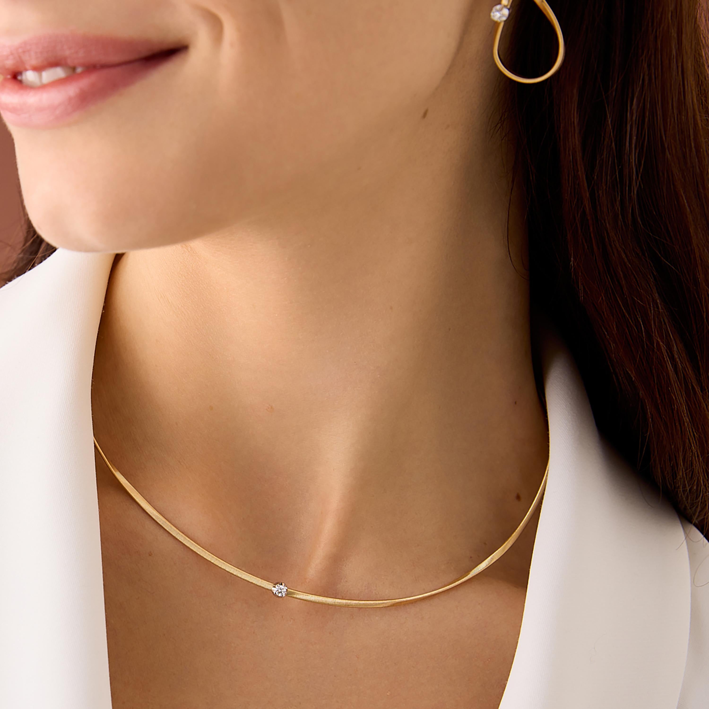 18ct Yellow Gold Marco Bicego Marrakech Single Diamond Necklet 0.08ct  MB CG337B8YWM5