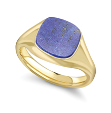 9ct Yellow Gold Cushion with Lapis Signet Ring