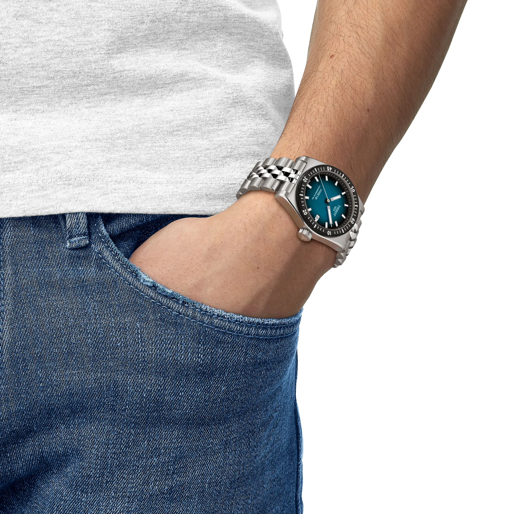 Gents Tissot PR516 Powermatic 80 38mm Steel Bracelet Blue Black Graded Dial T149.407.11.041.00