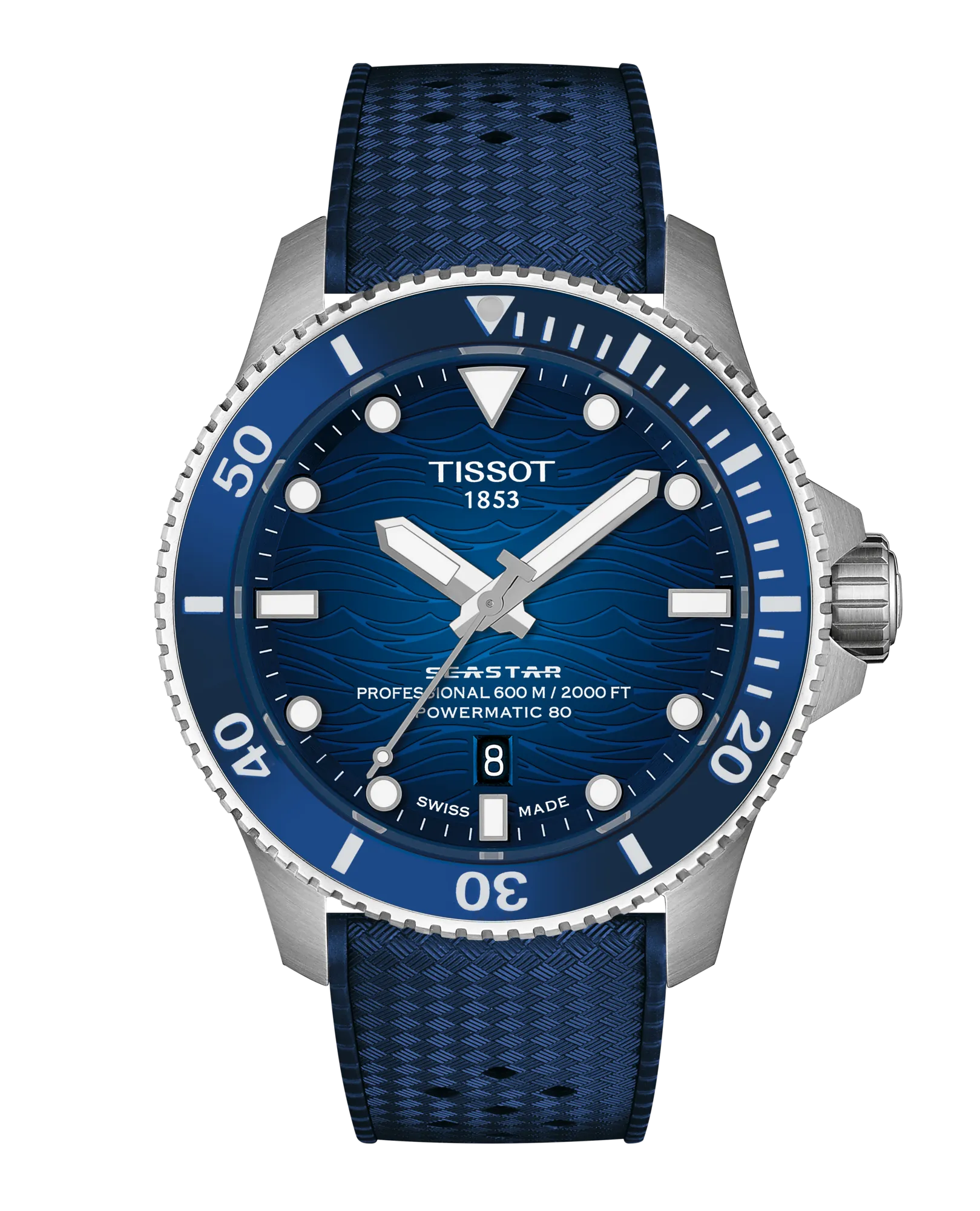 Gents Tissot Seastar 1000 43mm Automatic Blue Ceramic Bezel Blue Dial Blue Rubber Strap T120.907.17.041.00