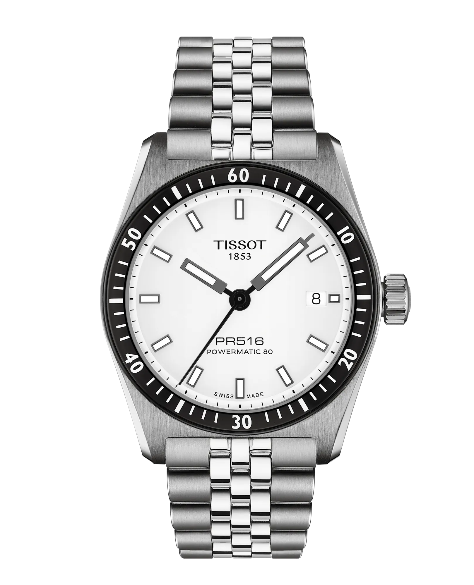 Gents Tissot PR516 38mm Steel Bracelet White Dial T149.407.11.031.00