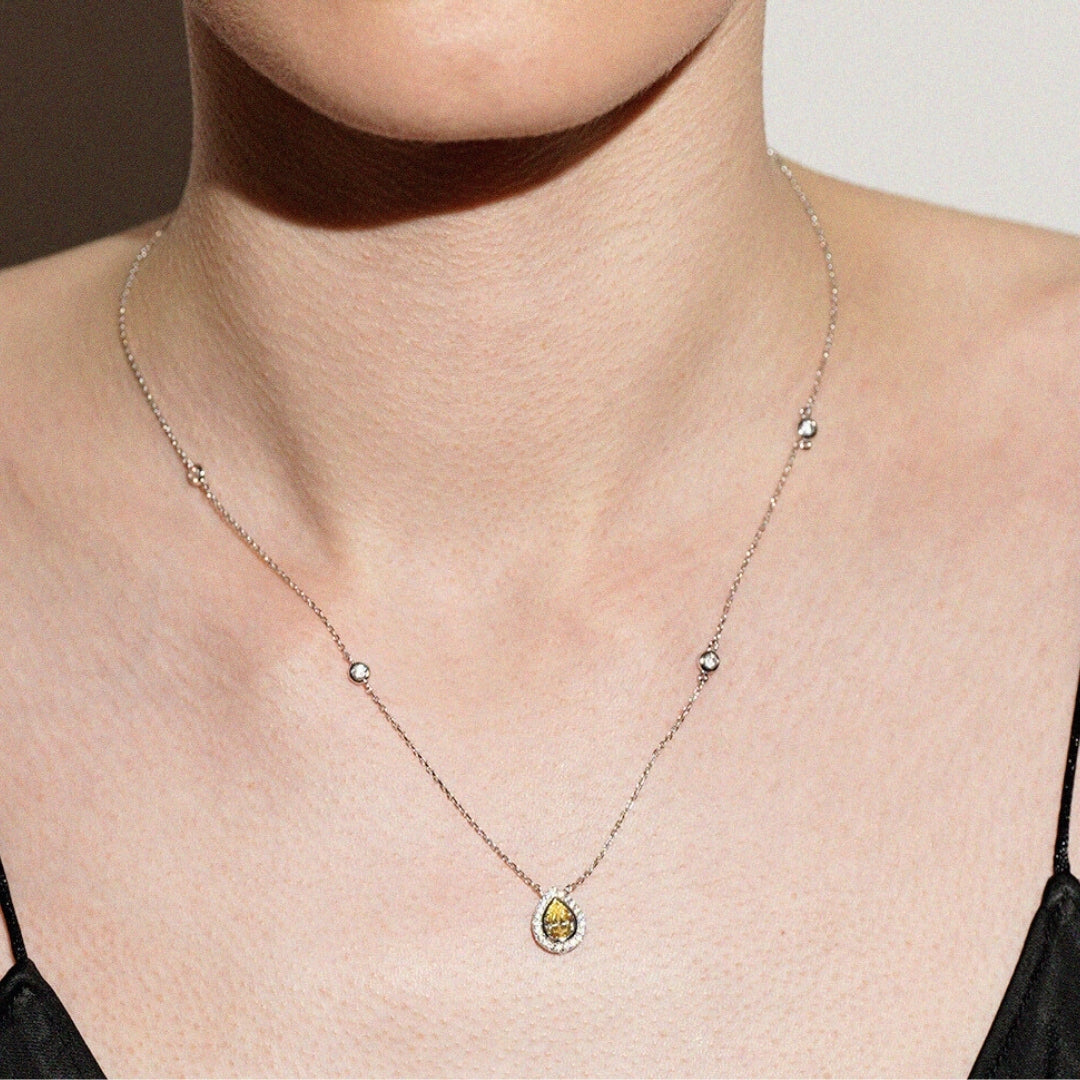 Silver Carat London Emile Yellow Pendant on Chain CN925W-EMIL-MY
