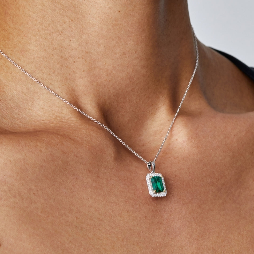 Silver Carat London Eton Pendant Green CN925W-ETON-GR