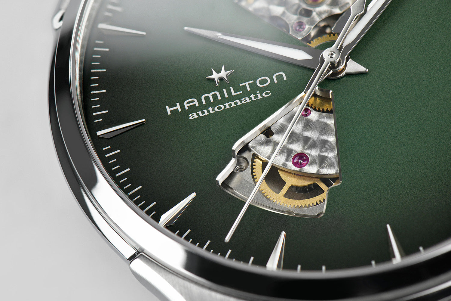 Hamilton Jazzmaster Open Heart Auto 44mm Green Dial Brown Strap