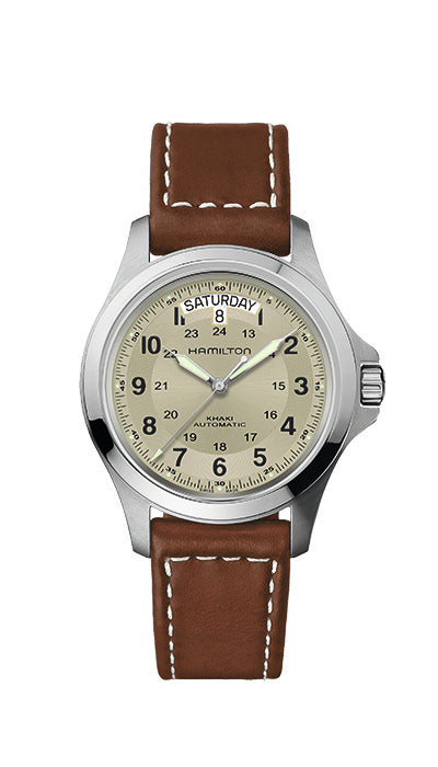 Gents Hamilton Khaki Field King Auto 40mm Brown Strap Beige Dial H64455523