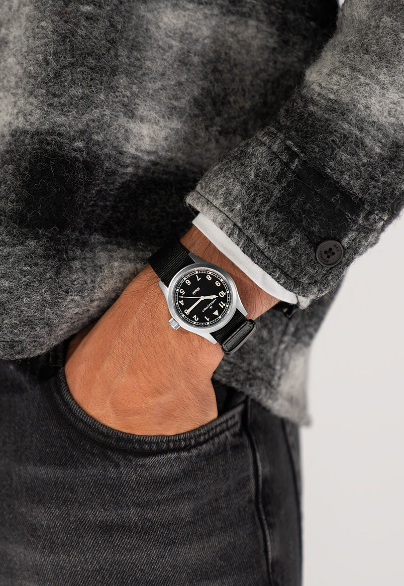 Hamilton Khaki Field Quartz 38mm Black Dial Black Strap H69401430