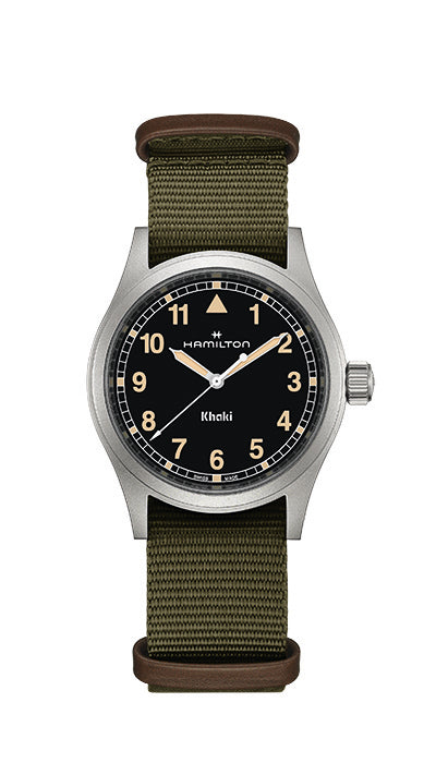 Hamilton Khaki Field Quartz 38mm Black Dial Green Strap H69401930