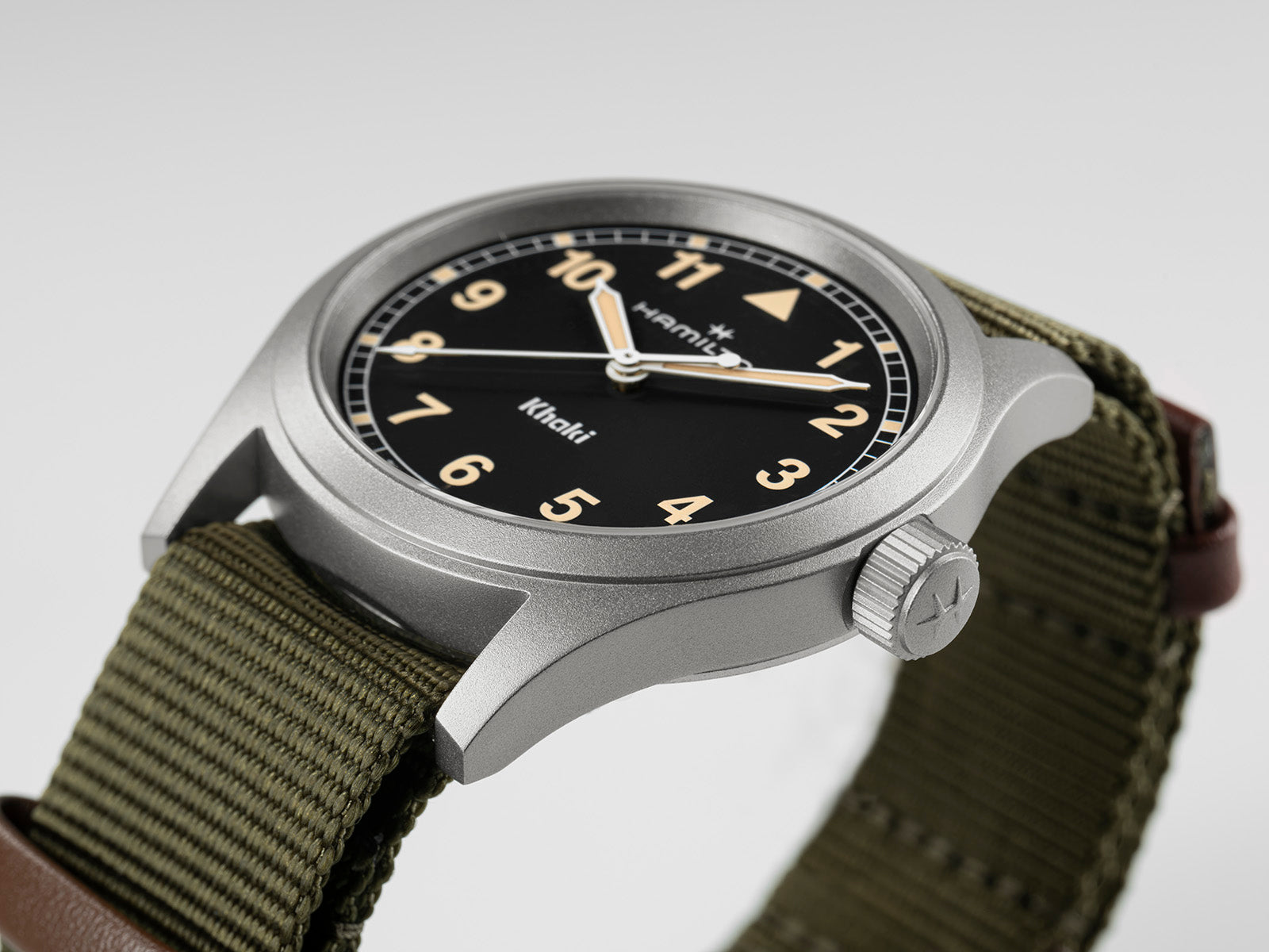 Hamilton Khaki Field Quartz 38mm Black Dial Green Strap H69401930