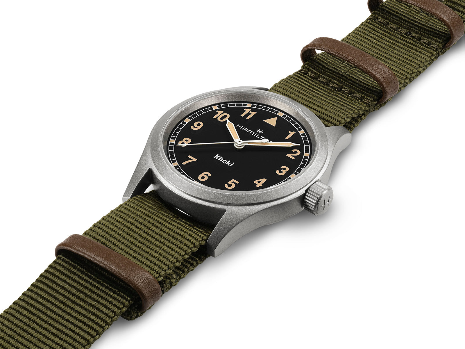 Hamilton Khaki Field Quartz 38mm Black Dial Green Strap H69401930