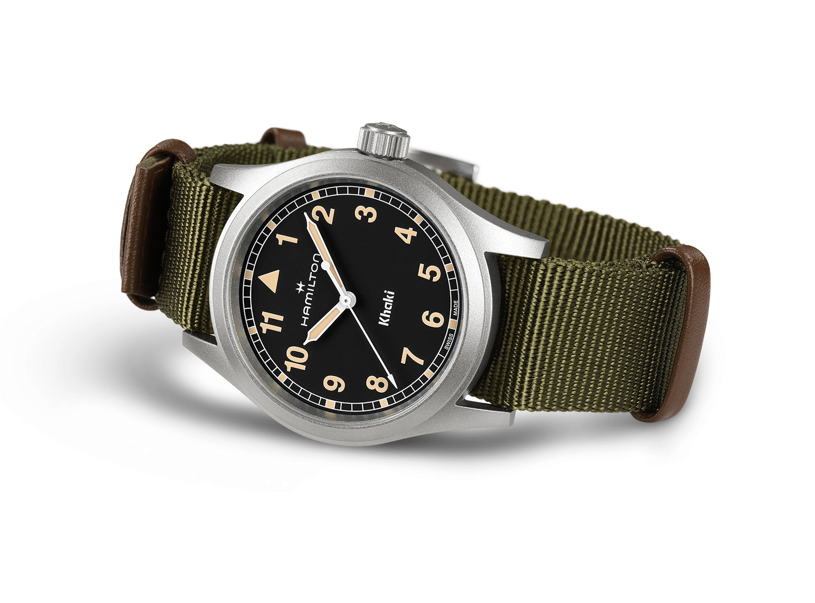 Hamilton Khaki Field Quartz 38mm Black Dial Green Strap H69401930