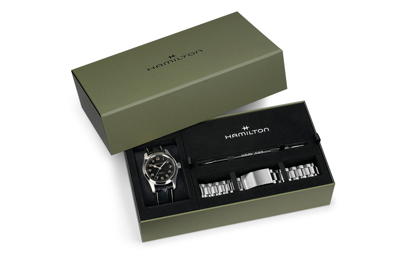 Gents Hamilton Khaki Field Murph Auto 42mm Bundle Gift Boxed H70605732