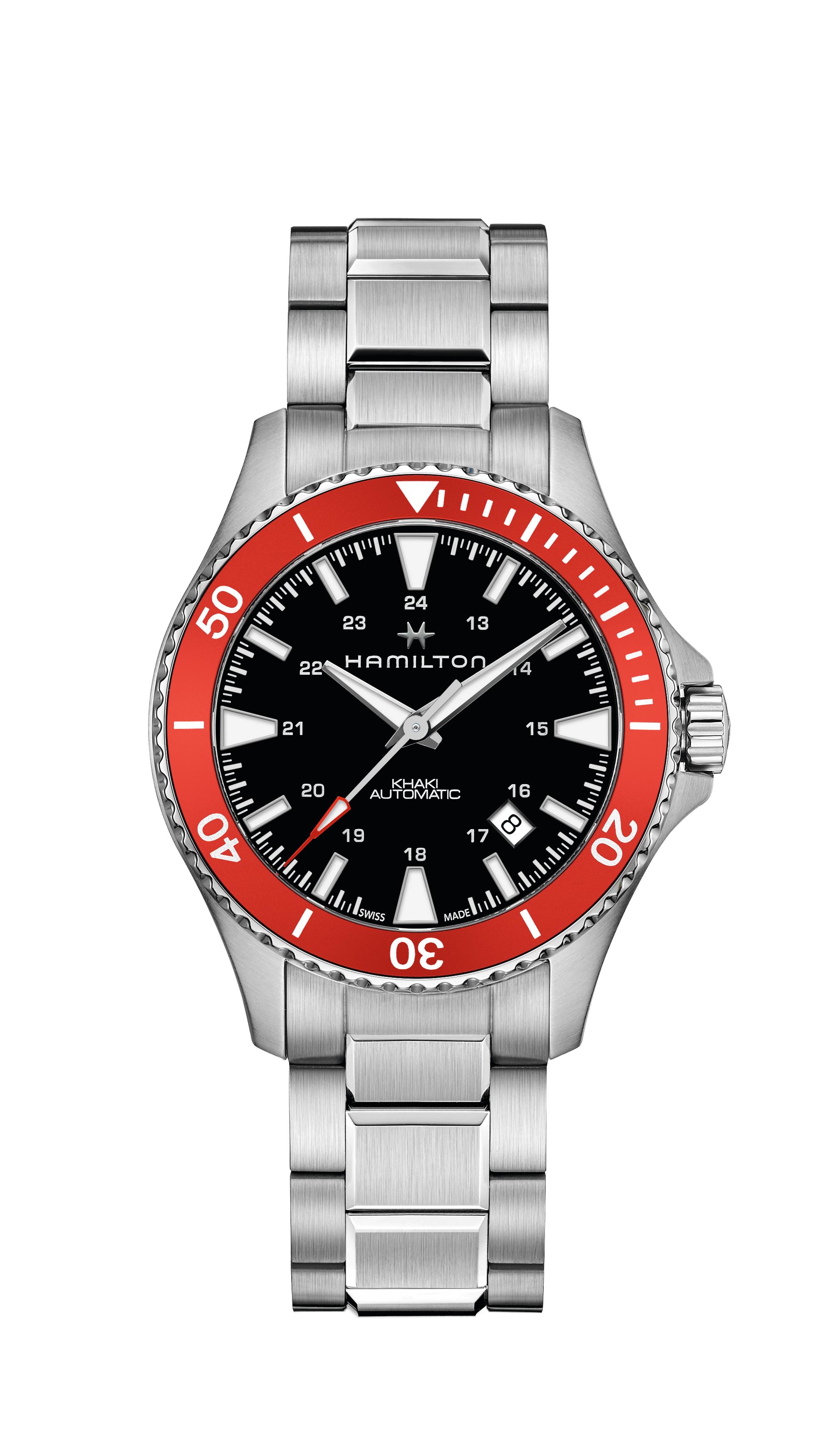 Hamilton  Khaki Navy Scuba Auto 40mm Steel Red Bezel Black Dial