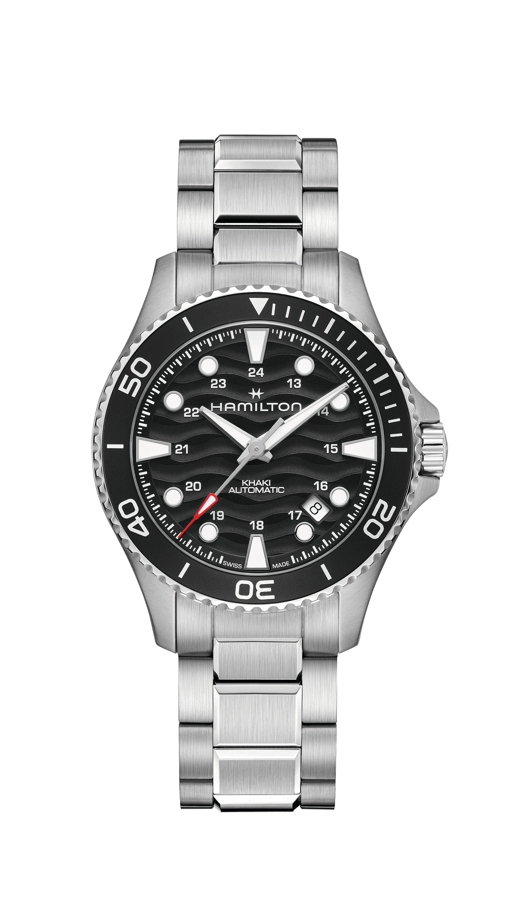 Gents Hamilton Khaki Navy Scuba Automatic 40mm Steel Bracelet Black Dial 100m H82415130
