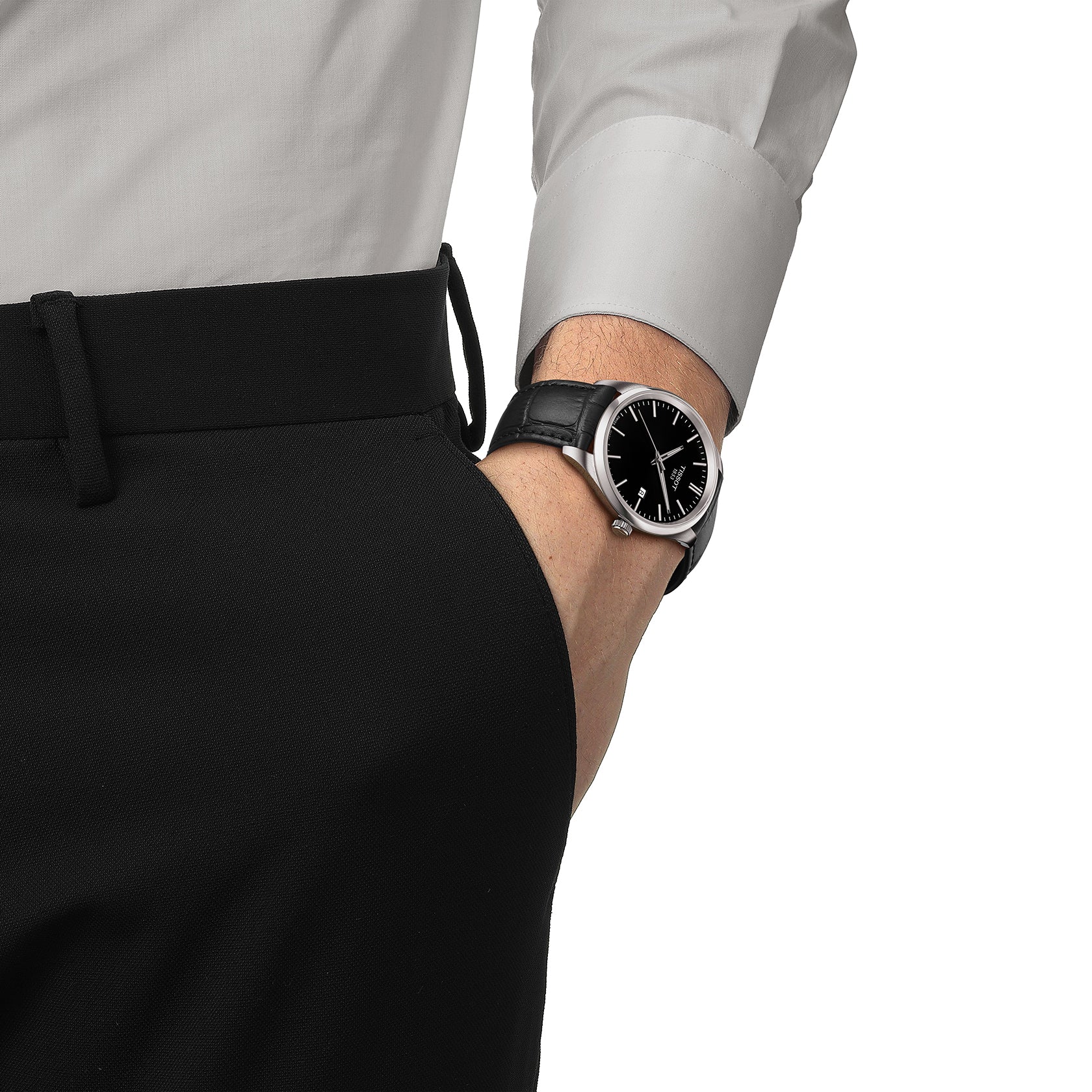 Gents Tissot PR100 40mm Black Dial Steel on Black Strap