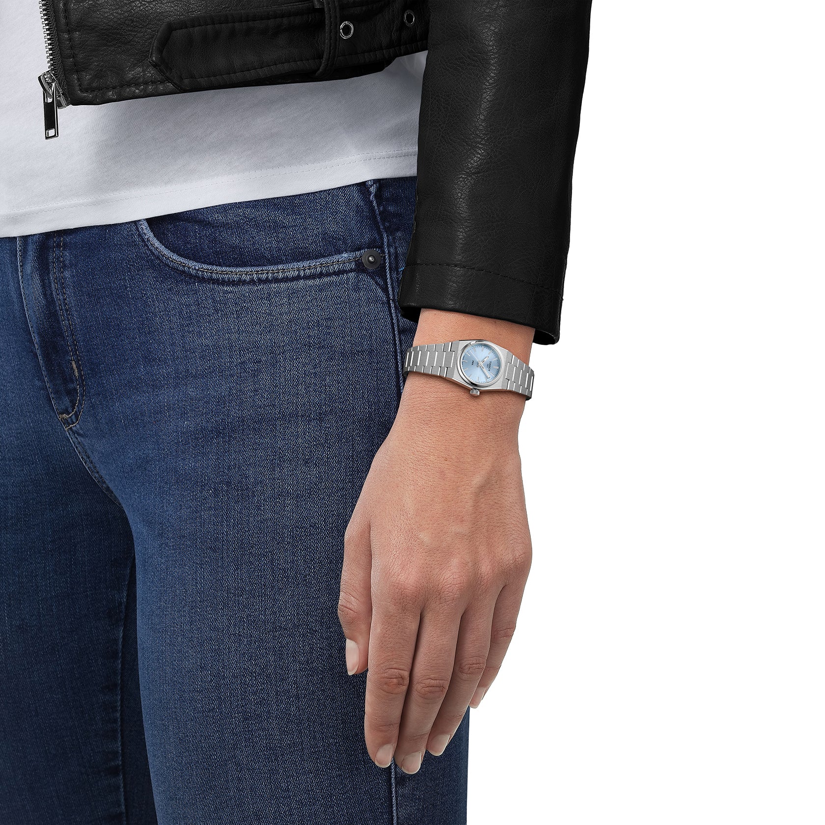 Ladies Tissot PRX 25mm Steel Bracelet Light Blue Dial
