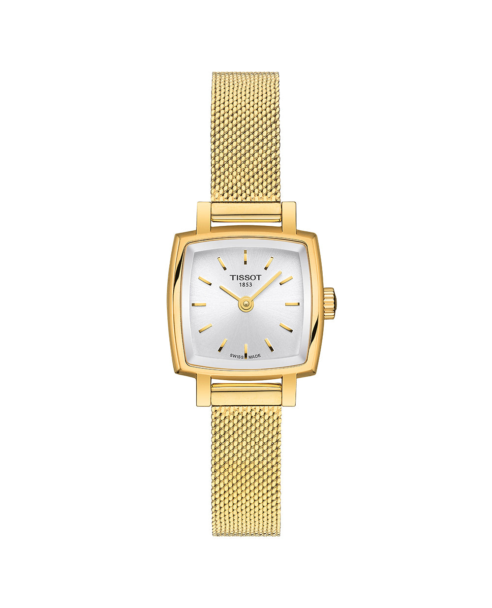 Ladies Tissot T Lady Lovely Yellow Gold PVD Case and Bracelet Square Silver Baton Dial