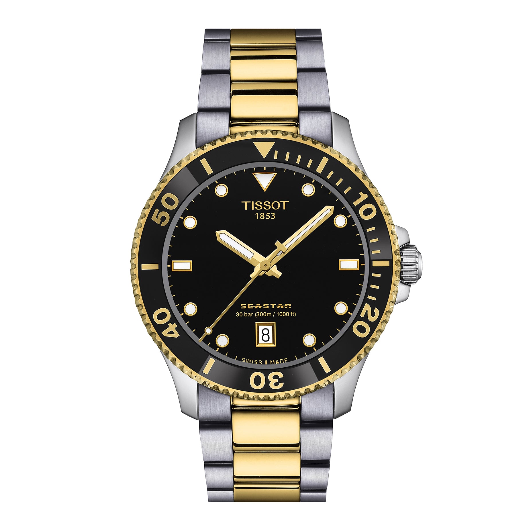 Gents Tissot Seastar 1000 40mm Bi-Coloured Bracelet Black Dial   T120.410.22.051.00