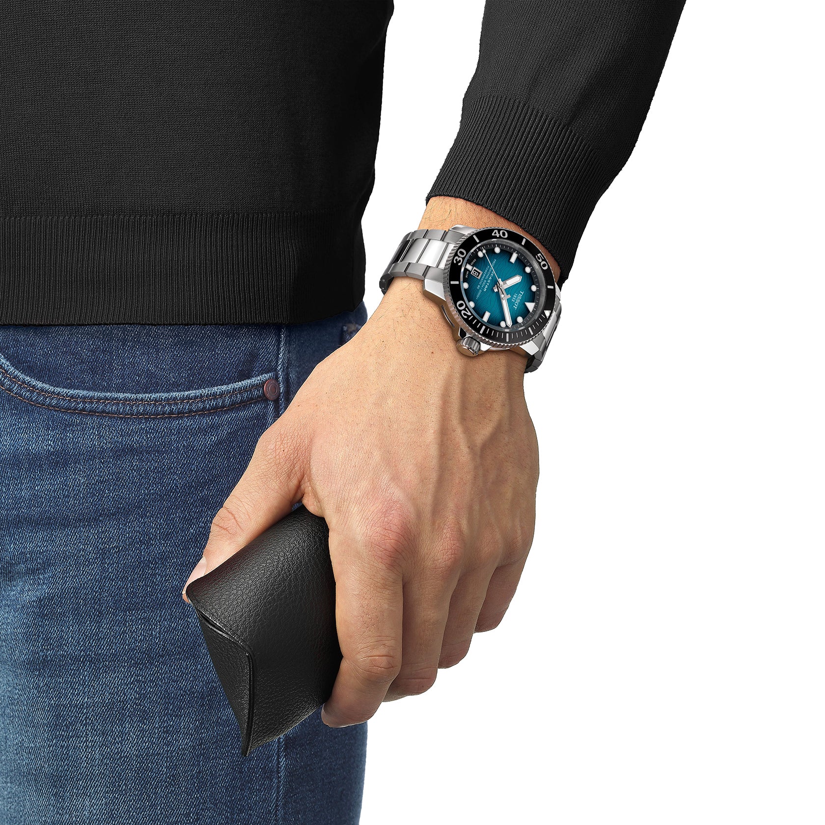 Gents Tissot Seastar 2000 46mm Steel Bracelet Graded Blue Black Dial